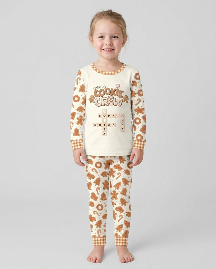 Custom Crossword Cookie Crew Bamboo Two Piece Long Sleeve Pajama Set