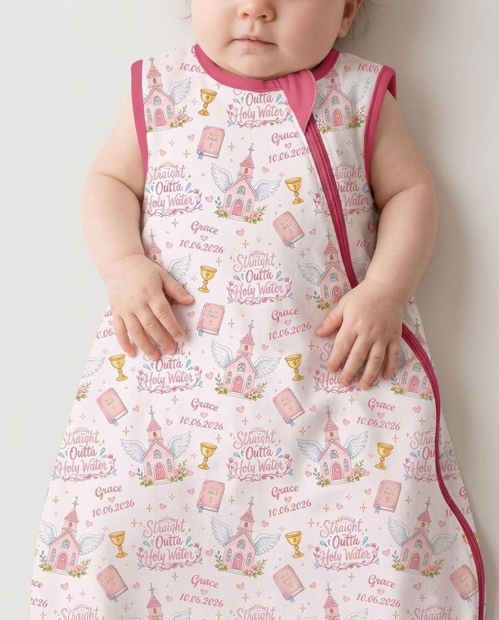 Custom Name Baptism Christening Straight Outta Holy Water Bamboo Sleep Bag