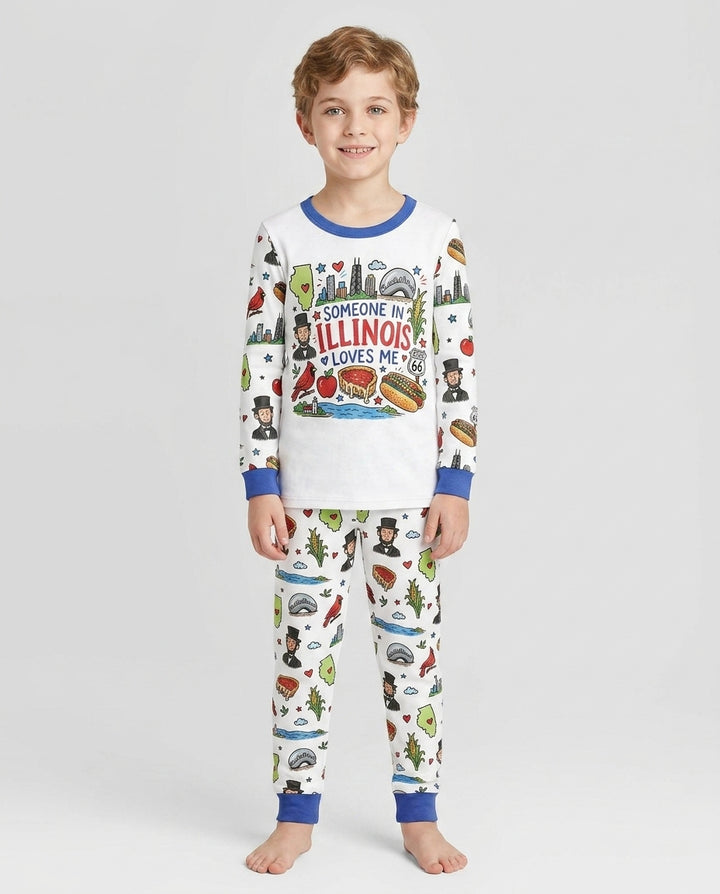 Someone in Illinois Loves Me Bamboo Two Piece Long Sleeve Pajama Set