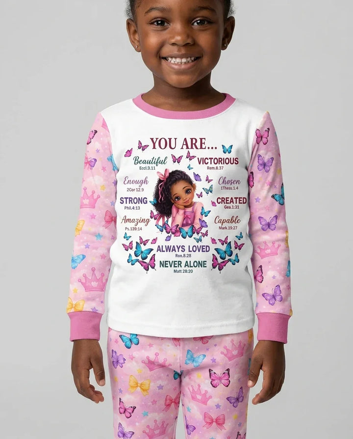 Black Girl Religious You Are Beautiful Bamboo Two Piece Long Sleeve Pajama Set