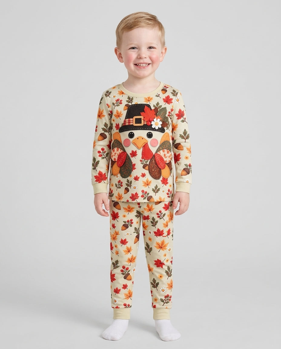 Thanksgiving Turkey Ugly Bamboo Two Piece Long Sleeve Pajama Set
