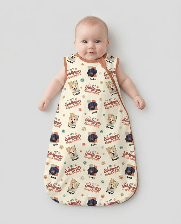 Custom Dog Photos "My Siblings Have Paws" Bamboo Sleep Bag
