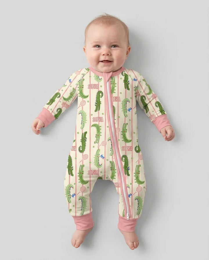 Custom Name Tennis Crocodiles Bamboo Convertible Zippy