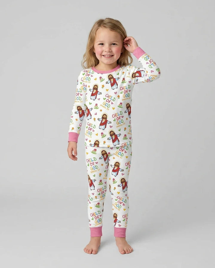 Jesus Loves Me Bamboo Two Piece Long Sleeve Pajama Set