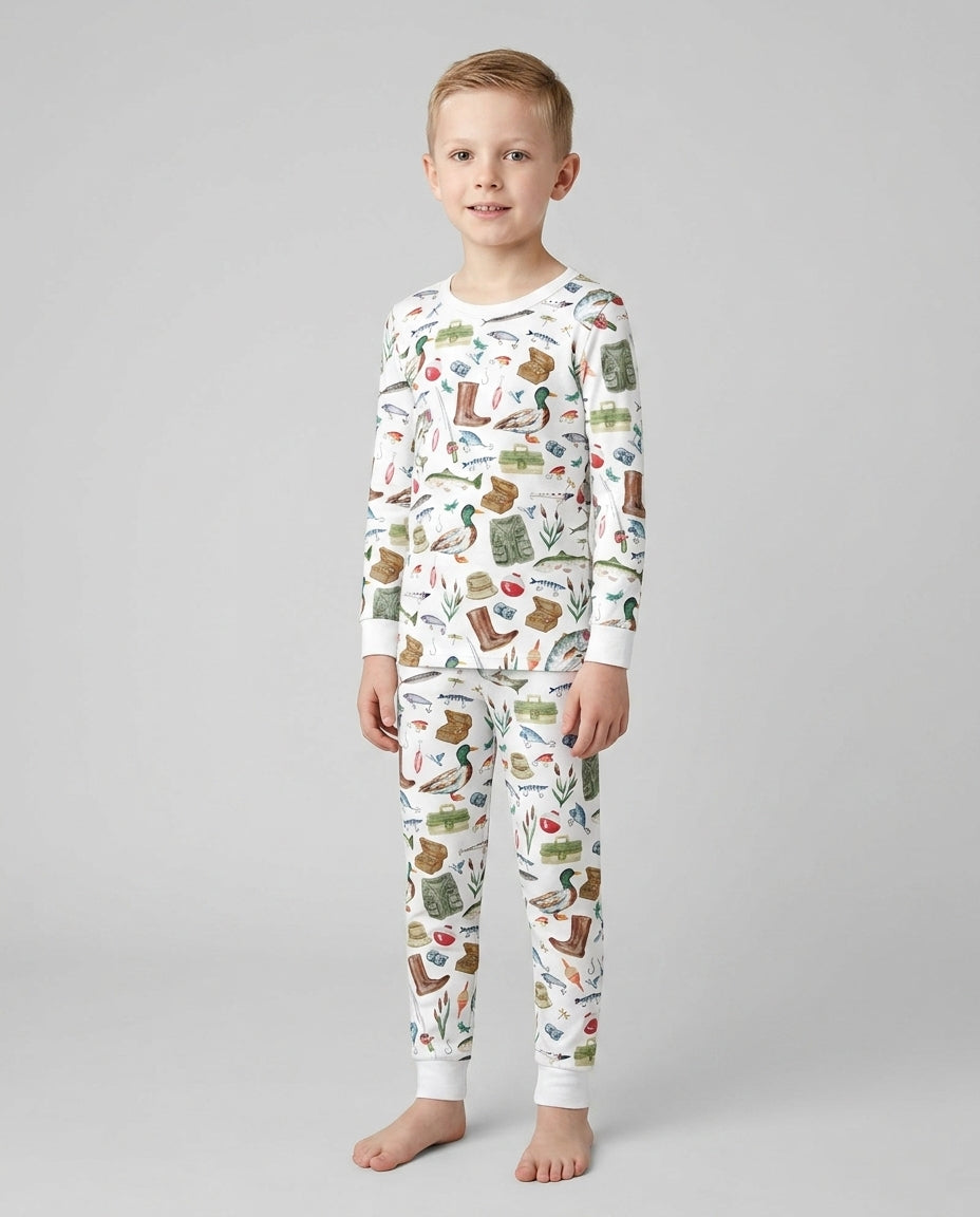 Daddy's Fishing Buddy Daddy& Me Matching Bamboo Two Piece Long Sleeve Pajama Set
