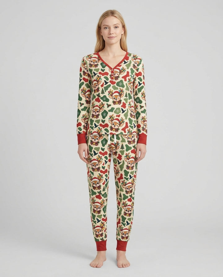 Christmas Deer Hunting Camo Bamboo Women Pajama Set