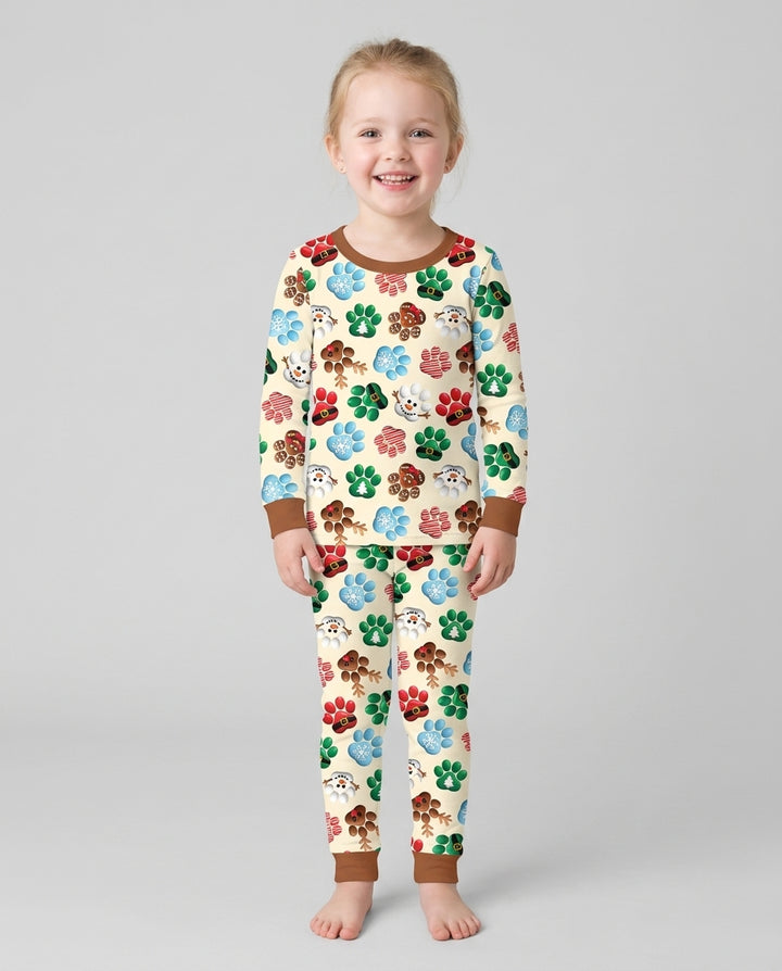 Santa Puppies Paw Bamboo Two Piece Long Sleeve Pajama Set