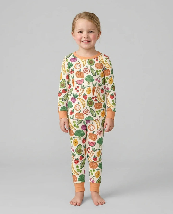 Veggie Friends Family Matching Bamboo Two Piece Long Sleeve Pajama Set