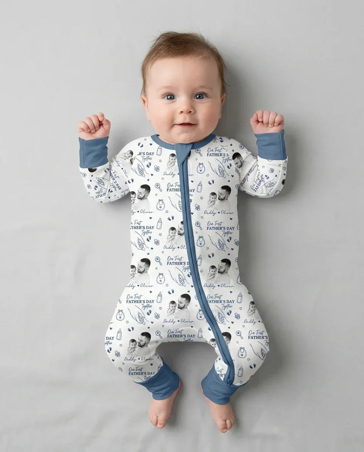 Custom Photo Our First Father's Day Together Bamboo Convertible Zippy