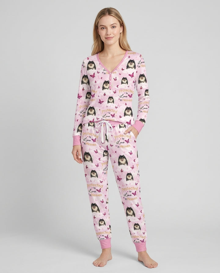 Custom Pet Photo Protected By Heaven Family Bamboo Women Pajama Set