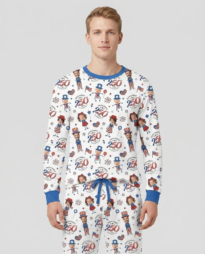 Custom Photo Smith Family Celebration Bamboo Men's Pajama Set