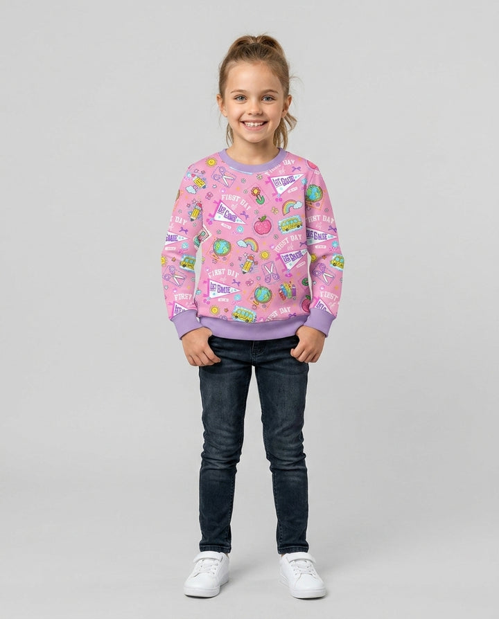 Custom Grade Girls School First Day Bamboo Crewneck Sweatshirt