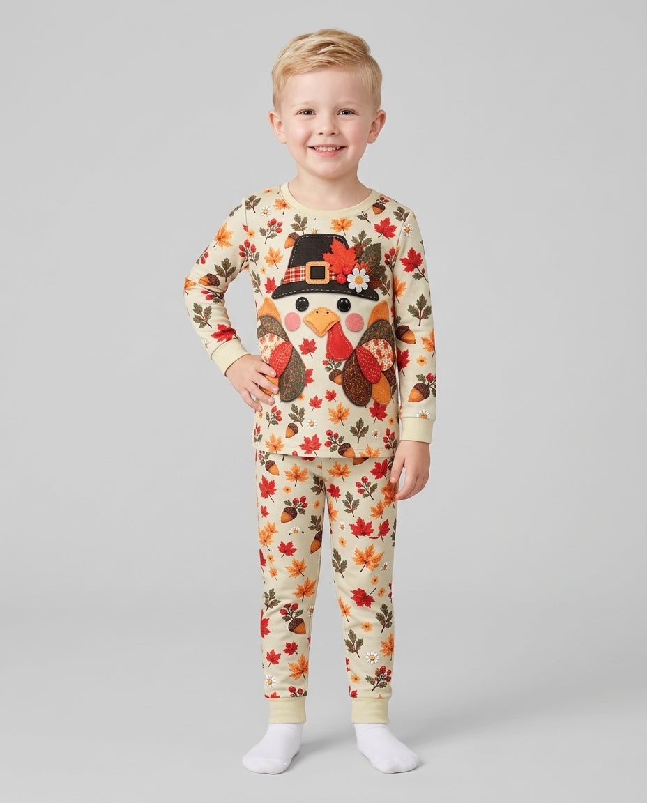 Thanksgiving Turkey Ugly  Bamboo Two Piece Long Sleeve Pajama Set