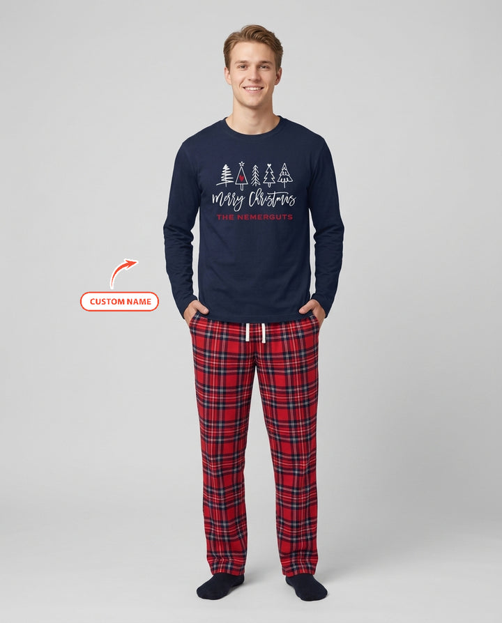 Custom Christmas Tree Bamboo Men's Pajama Set