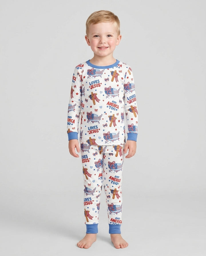 Loves Jesus And America Too Bamboo Two Piece Long Sleeve Pajama Set