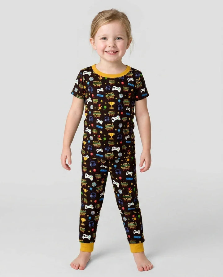 Leveled Up Daddy & Me Matching Bamboo Two Piece Short Sleeve Pajama Set