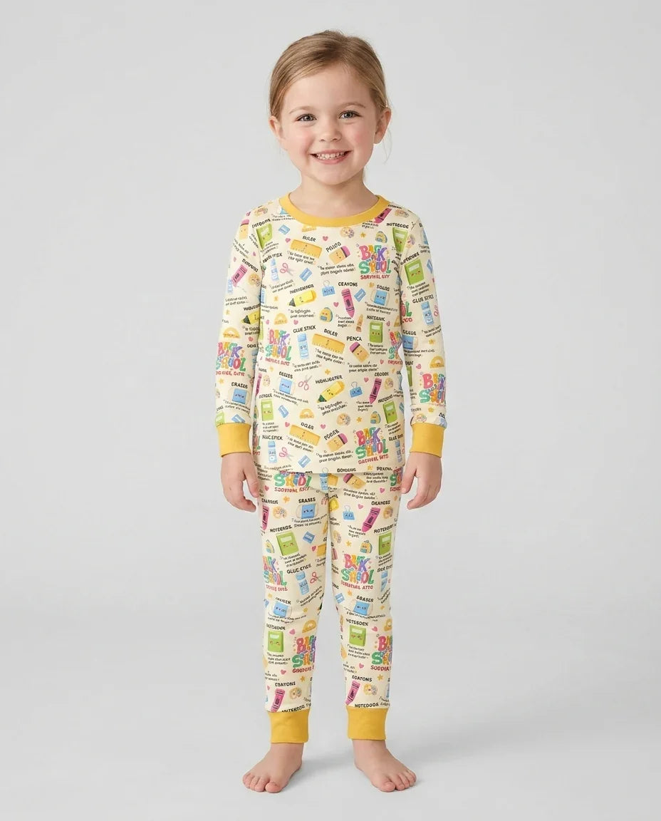 Back To School Survival Kit Bamboo Two Piece Long Sleeve Pajama Set