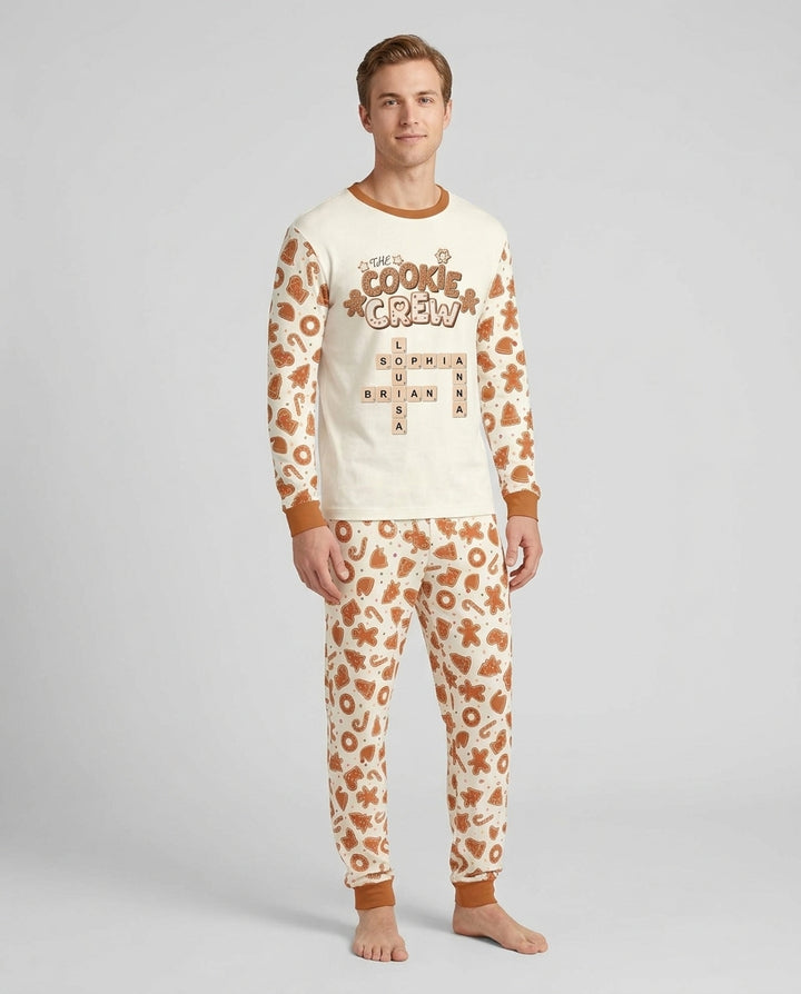 Custom Crossword Cookie Crew Bamboo Men's Pajama Set