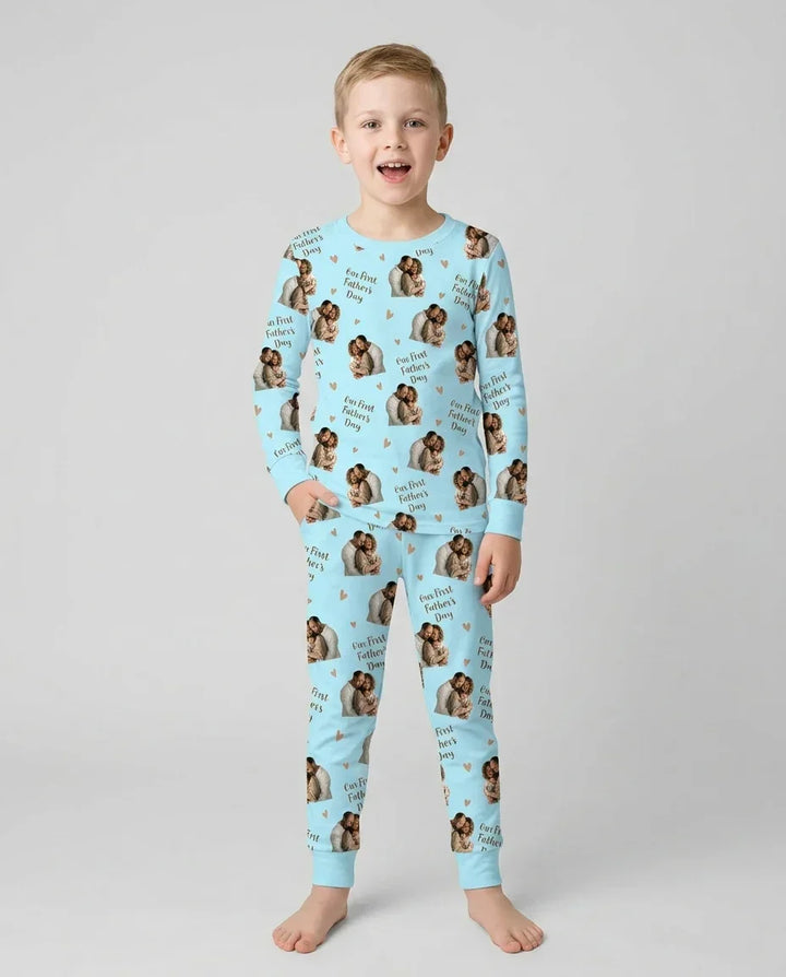 Custom Photo Our First as Parents Bamboo Two Piece Long Sleeve Pajama Set