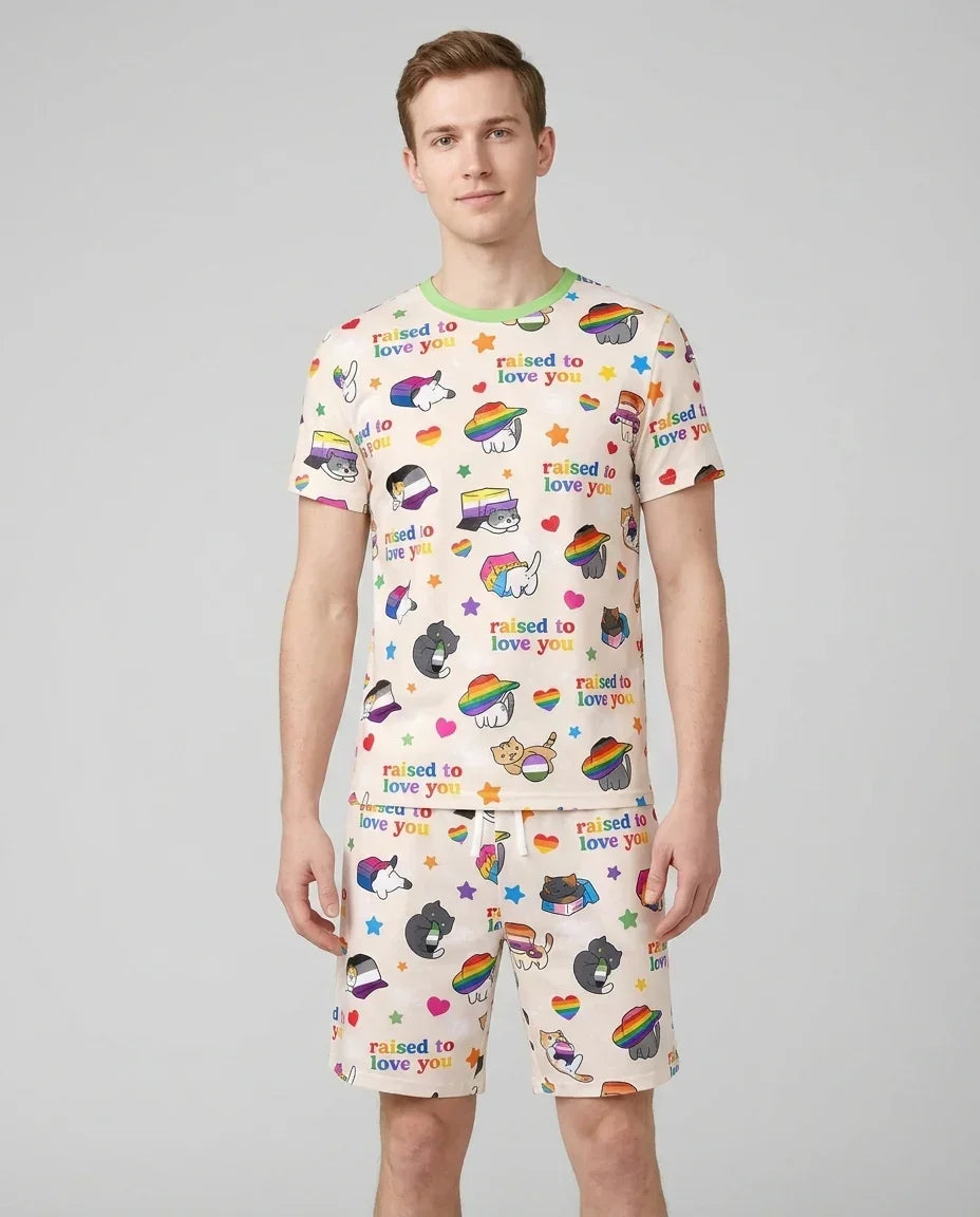 Rainbow Paws Family Matching Bamboo Men Short Sleeve Short Pajama Set