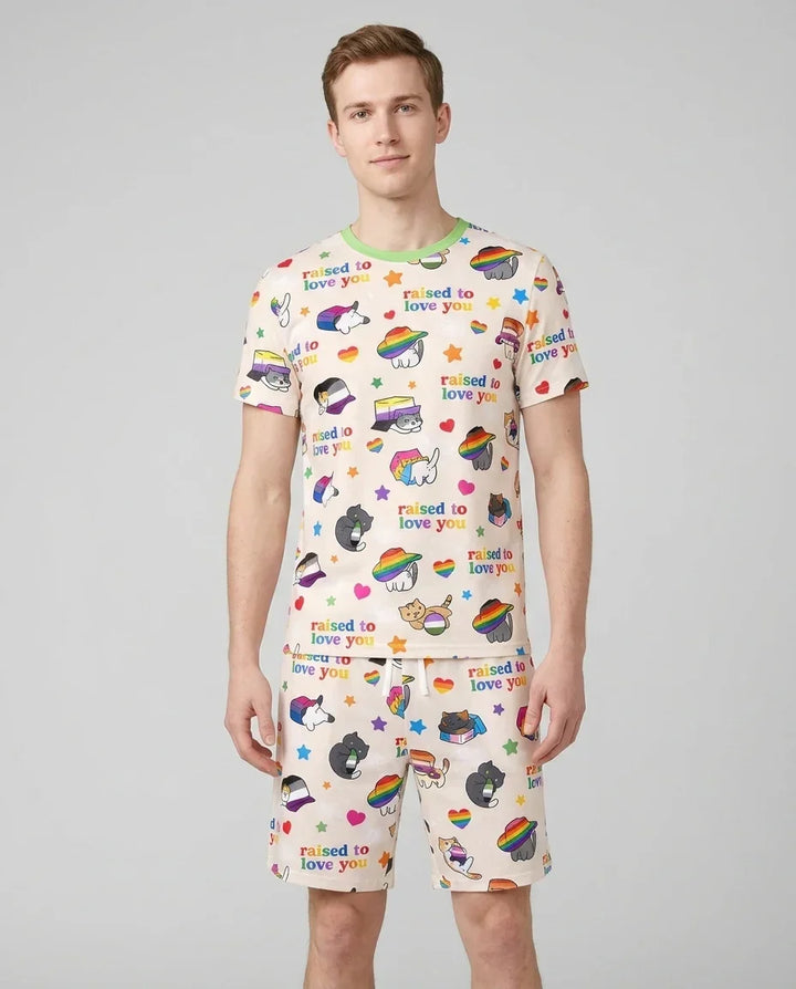 Rainbow Paws Family Matching Bamboo Men Short Sleeve Short Pajama Set