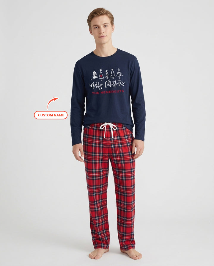 Custom Christmas Tree Bamboo Men's Pajama Set