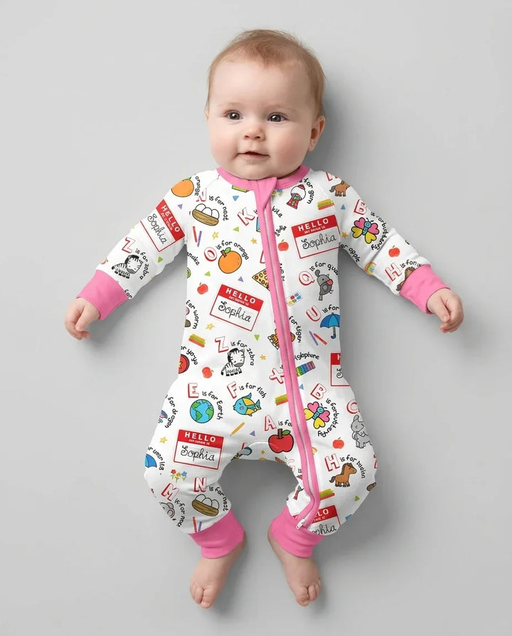 Custom Name Hello School ABCs Bamboo Convertible Zippy