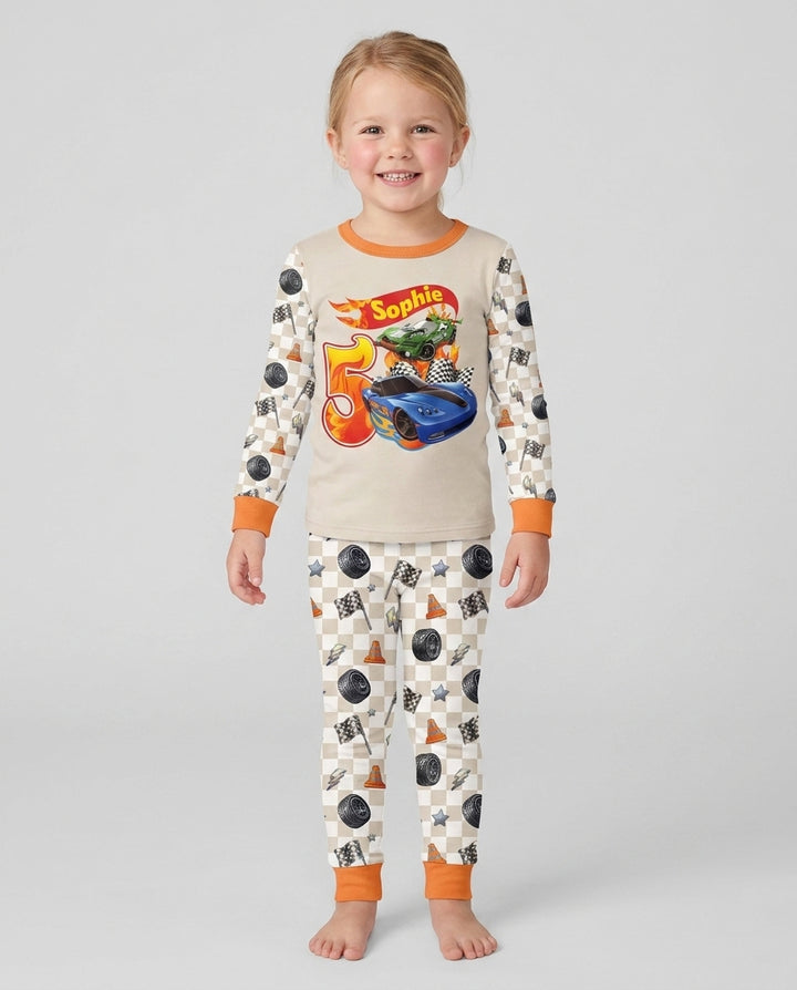 Custom Race Car Bamboo Two Piece Long Sleeve Pajama Set