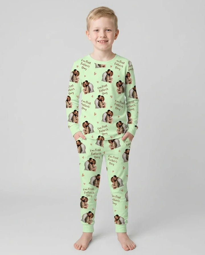 Custom Photo Our First as Parents Bamboo Two Piece Long Sleeve Pajama Set