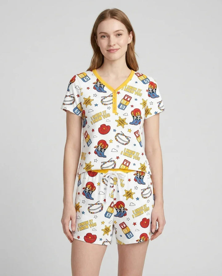 Little Cowgirl Bamboo Women Short Sleeve Short Pajama Set