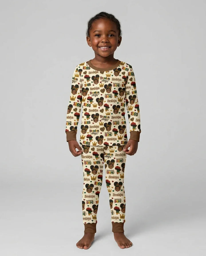 Custom Name Juneteenth Unapologetically Dope Bamboo Two Piece Long Sleeve Pajama Set