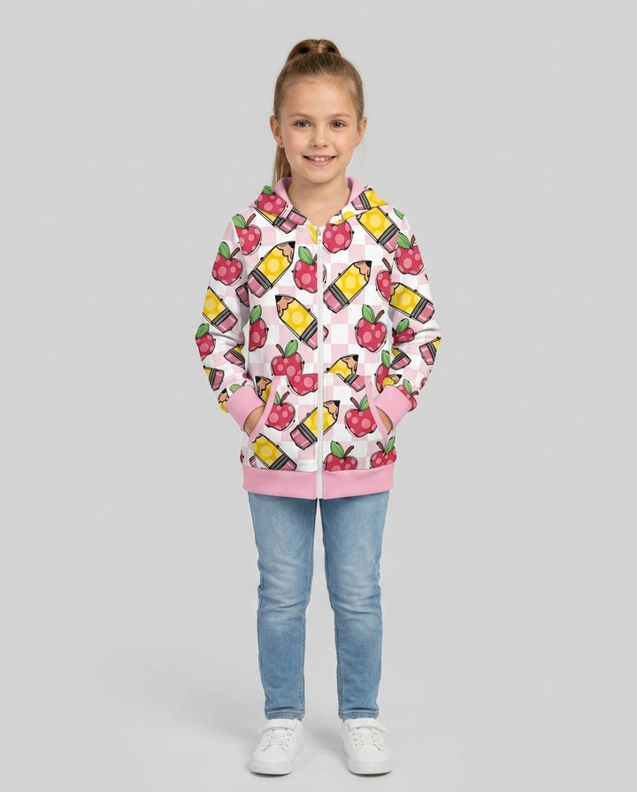 Checkered Apple Scribbles Bamboo Zip Hoodie