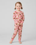 Pink Christmas Teddy Bear Plaid Mommy & Me Matching Bamboo Two Piece Long Sleeve Pajama Set