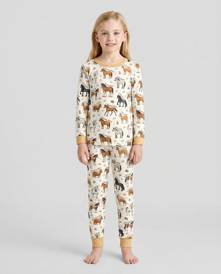 Types Of Horses Bamboo Two Piece Long Sleeve Pajama Set