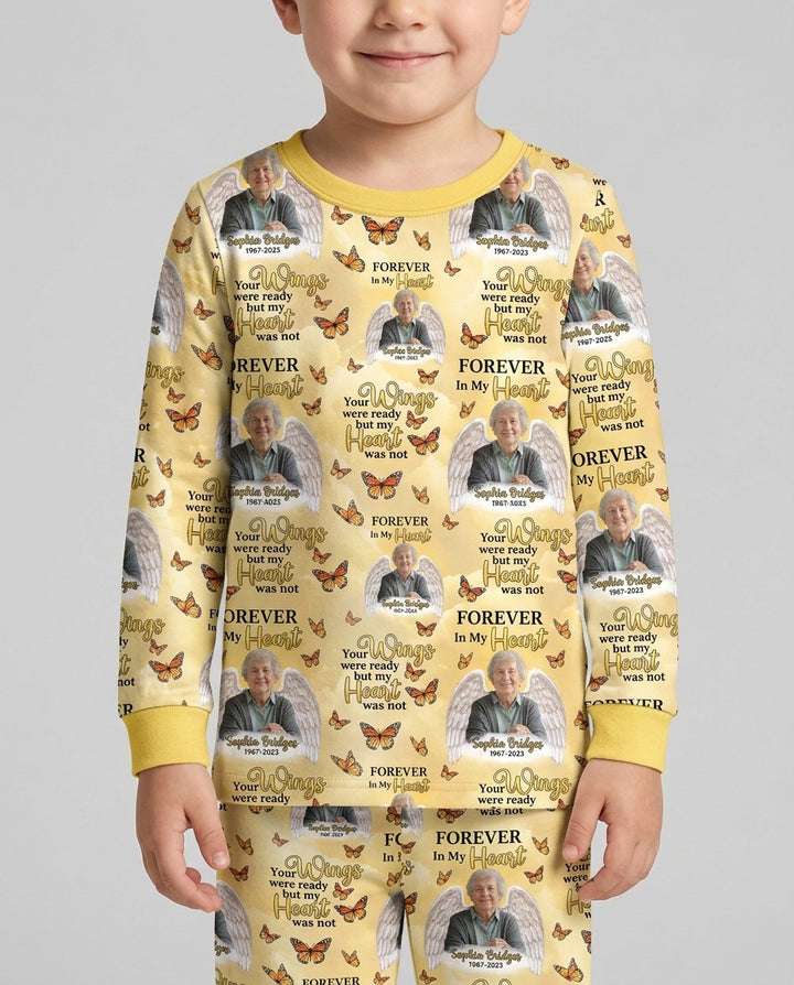 Custom Photo Forever In My Heart Family Matching Bamboo Two Piece Long Sleeve Pajama Set