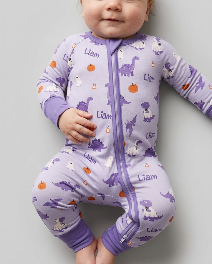 Custom Name Spooky Dinosaur Halloween - Personalized Bamboo Convertible Zippy