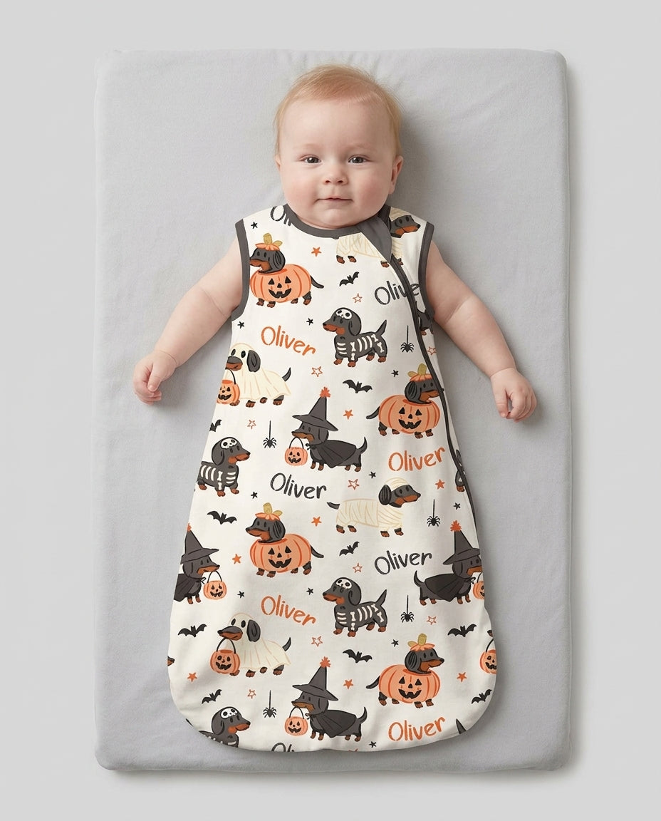 Orange and Black Dachshund Bamboo Sleep Bag