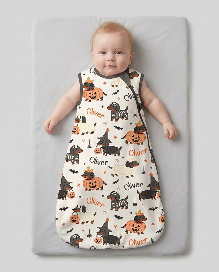 Orange and Black Dachshund Bamboo Sleep Bag