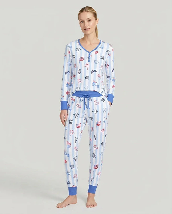 Red, White & Beachy Family Matching Bamboo Women Pajama Set