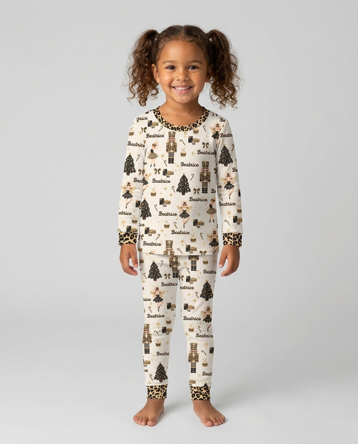 Custom Name Leopard Nutcracker Era Bamboo Two Piece Long Sleeve Pajama Set