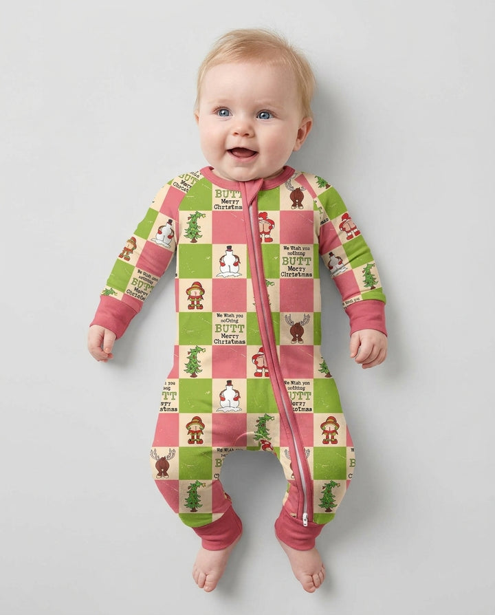Nothing Butt Merry Christmas Checkerboard Bamboo Convertible Zippy