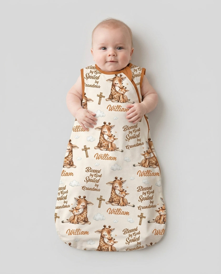 Custom Name Blessed By God Spoiled By Grandma Bamboo Sleep Bag