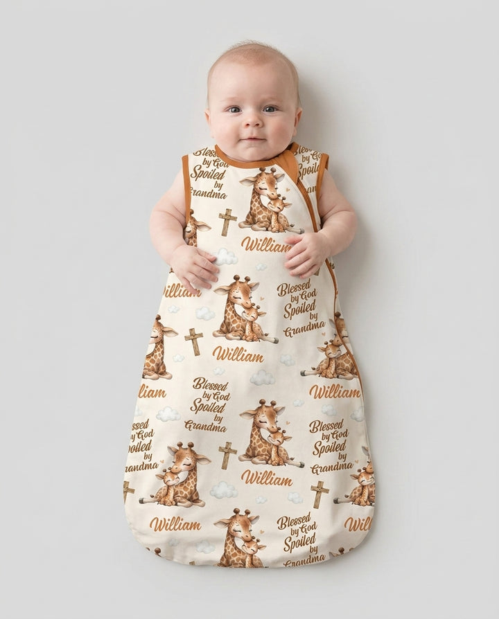 Custom Name Blessed By God Spoiled By Grandma Bamboo Sleep Bag