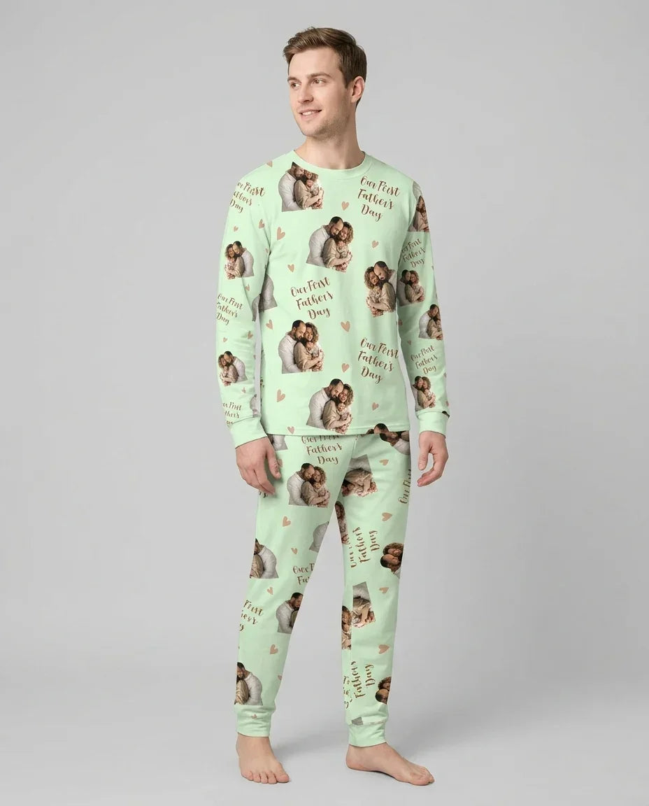 Custom Photo Our First as Parents Bamboo Men's Pajama Set