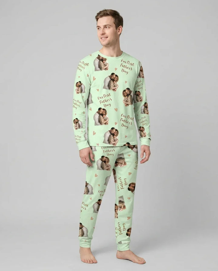 Custom Photo Our First as Parents Bamboo Men's Pajama Set