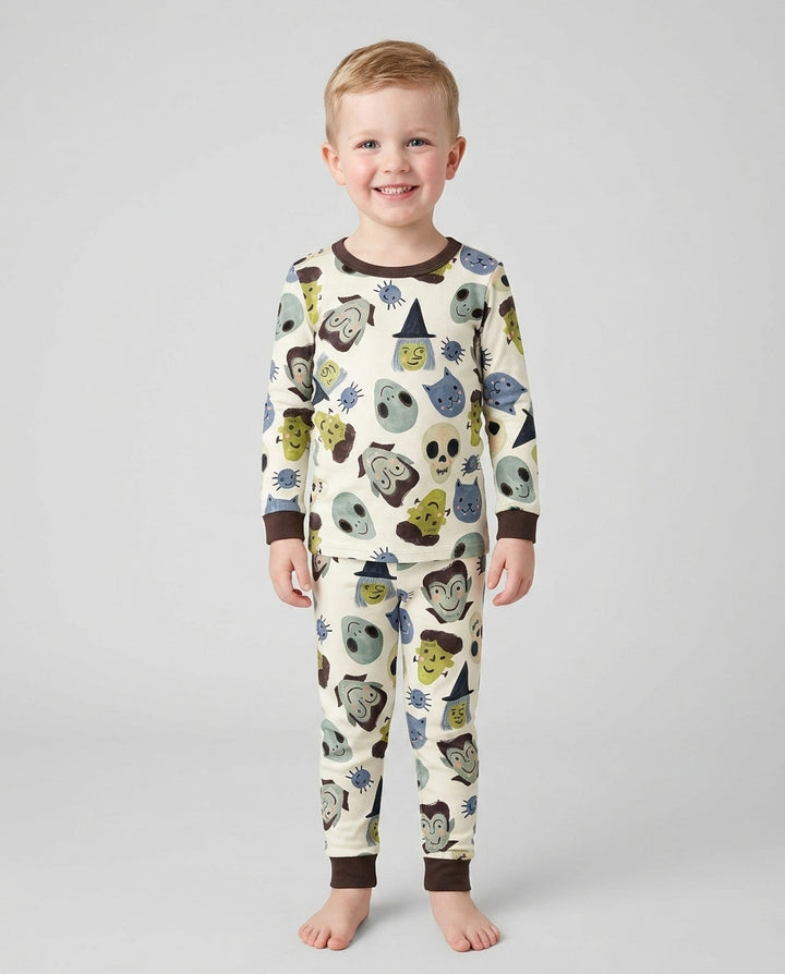 Halloween Face Bamboo Two Piece Long Sleeve Pyjamas Set