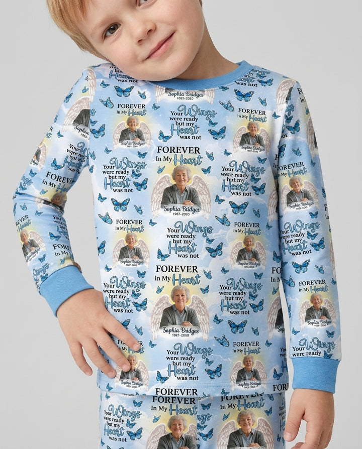 Custom Photo Forever In My Heart Family Matching Bamboo Two Piece Long Sleeve Pajama Set