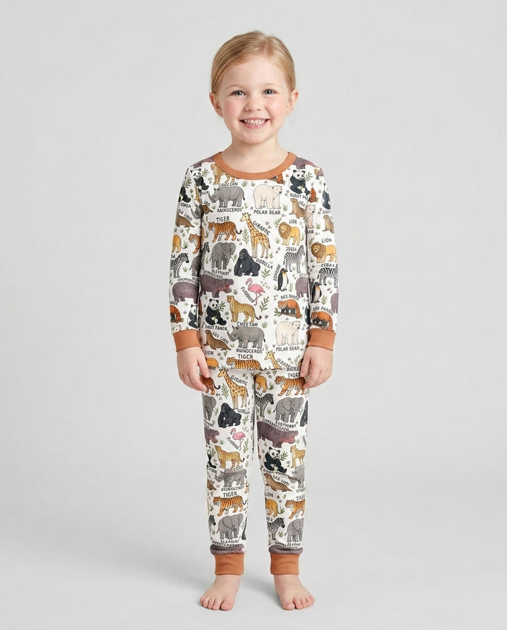Zoo Animal Bamboo Two Piece Long Sleeve Pajama Set