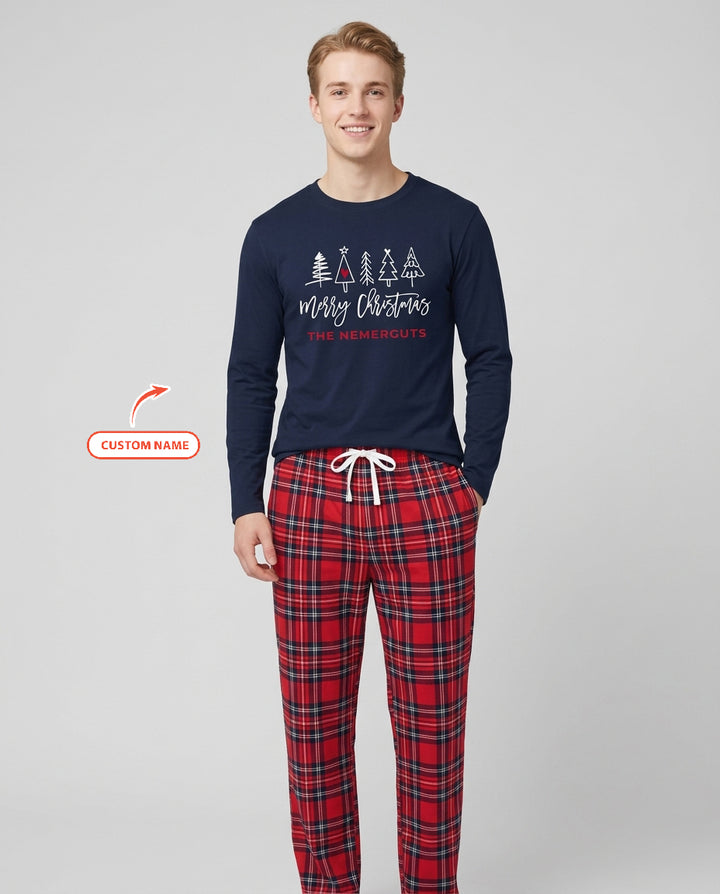 Custom Christmas Tree Bamboo Men's Pajama Set