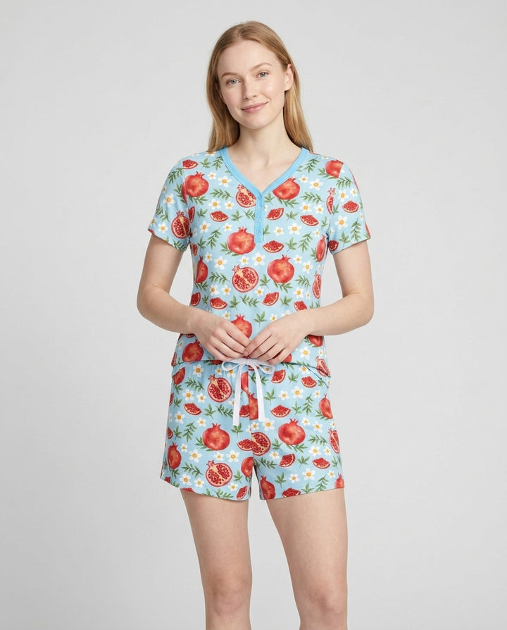 Pomegranate Garden Joy Family Matching Bamboo Women Short Sleeve Short Pajama Set